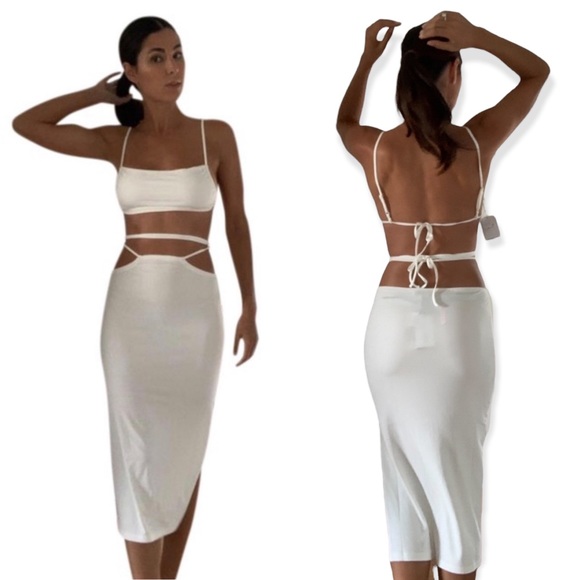 WeWoreWhat Dresses & Skirts - WeWoreWhat Resort Ruched Jersey Knit Skirt and Crop Top Set, medium